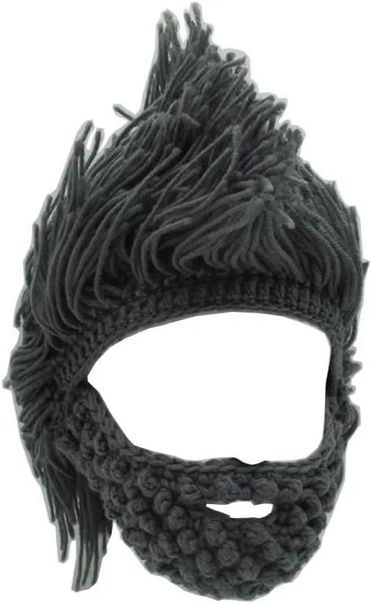 Gorro con Barba para Halloween - Gorro de lana con barba incorporada
